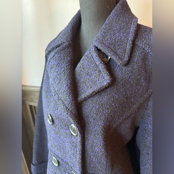 Marvin Richards Women's Dark Purple Pea Coat - Picture 6 of 8